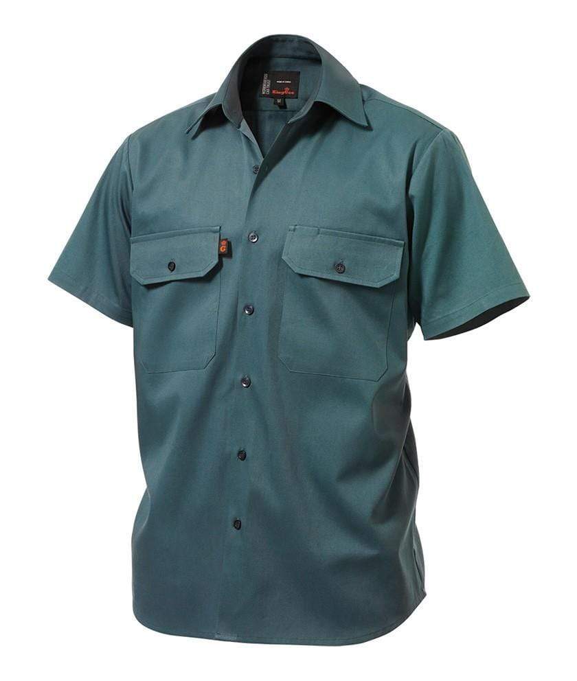 KingGee Work Wear Green / 2XS KingGee Open Front Drill Shirt S/S K04030
